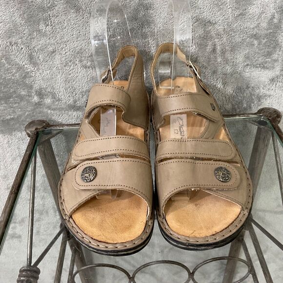 Finn Comfort Women’s  Sandal Size 37 6.5 Tan Adjustable Triple Strap Shoe - Picture 2 of 10